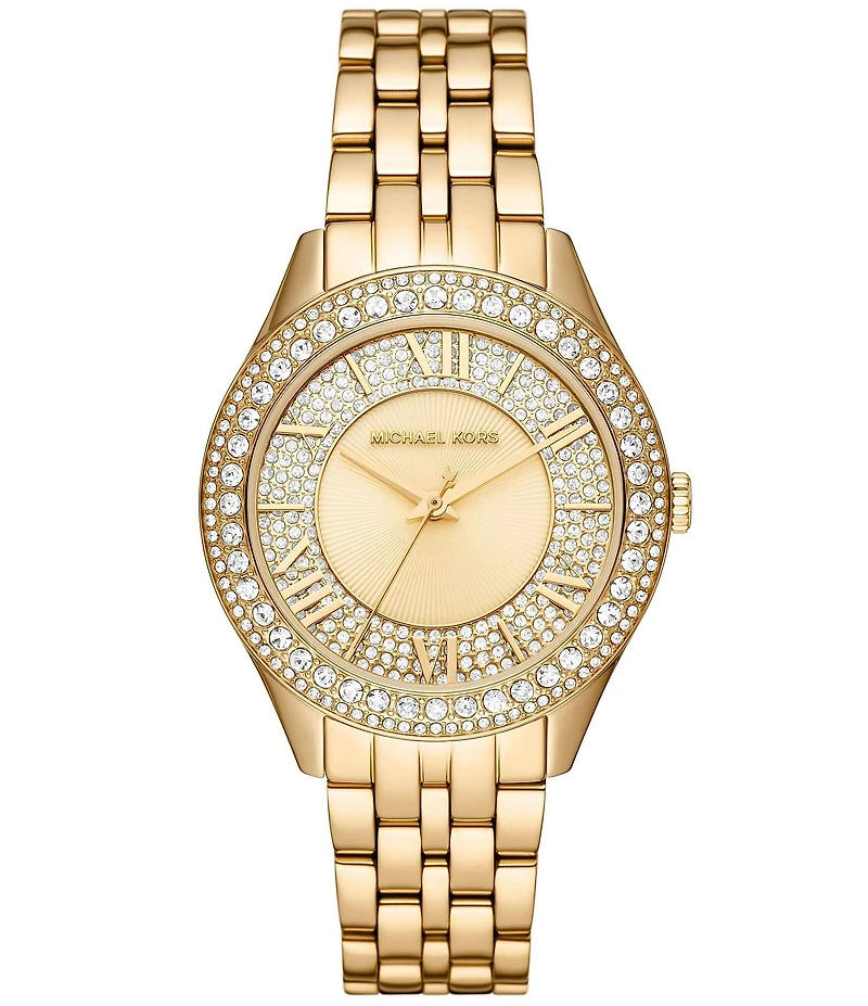 Michael Kors Women's Harlowe Three-Hand Analog Gold-Tone Stainless Steel Bracelet Watch