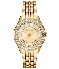 Michael Kors Women's Harlowe Three-Hand Analog Gold-Tone Stainless Steel Bracelet Watch