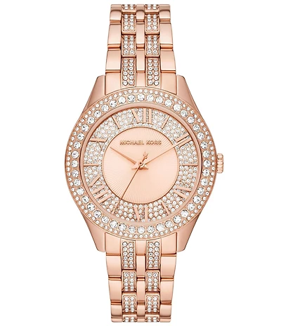 Michael Kors Women's Harlowe Three-Hand Analog Rose Gold-Tone Stainless Steel Bracelet Watch