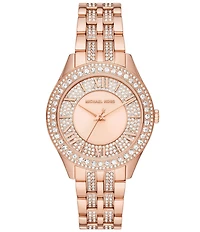 Michael Kors Women's Harlowe Three-Hand Analog Rose Gold-Tone Stainless Steel Bracelet Watch