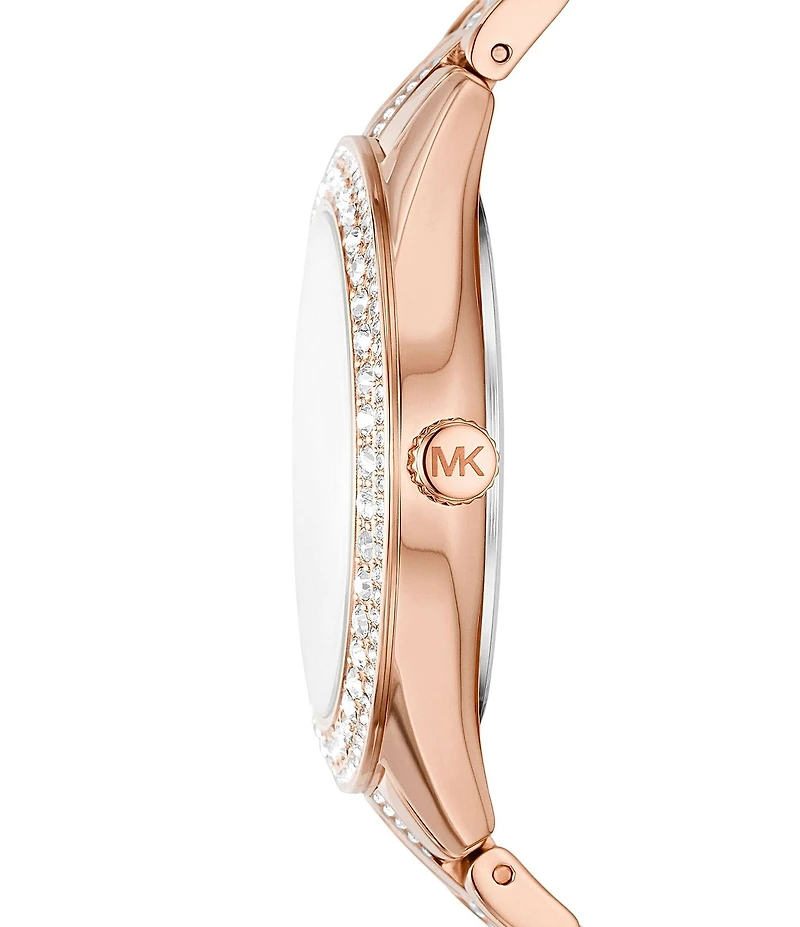 Michael Kors Women's Harlowe Three-Hand Analog Rose Gold-Tone Stainless Steel Bracelet Watch