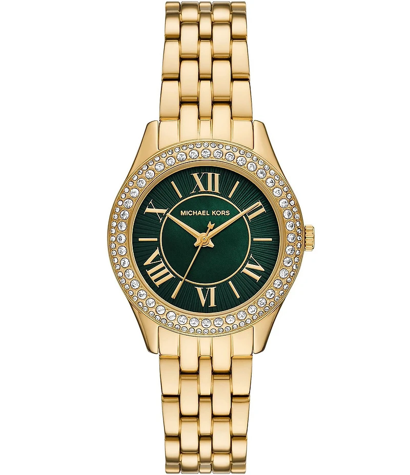 Michael Kors Women's Harlowe Three-Hand Crystal Stainless Steel Bracelet Watch
