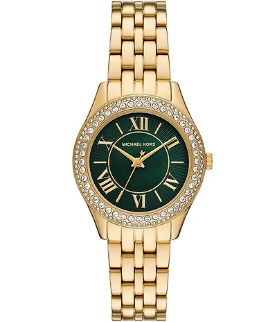 Michael Kors Women's Harlowe Three-Hand Crystal Stainless Steel Bracelet Watch