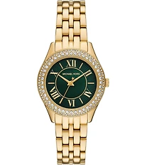 Michael Kors Women's Harlowe Three-Hand Crystal Stainless Steel Bracelet Watch