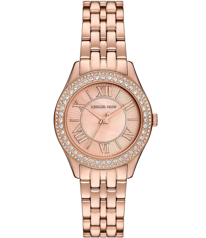 Michael Kors Women's Harlowe Three-Hand Crystal Stainless Steel Bracelet Watch