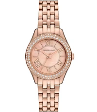 Michael Kors Women's Harlowe Three-Hand Crystal Stainless Steel Bracelet Watch