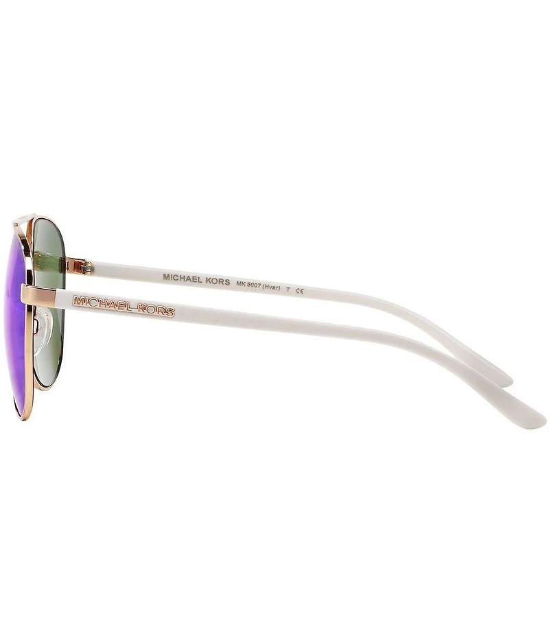 Michael Kors Women's Hvar 0MK5007 Solid Rose Gold Flash Aviator Sunglasses
