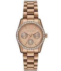 Michael Kors Women's Lexington Multifunction Beige Gold-Tone Stainless Steel Bracelet Watch