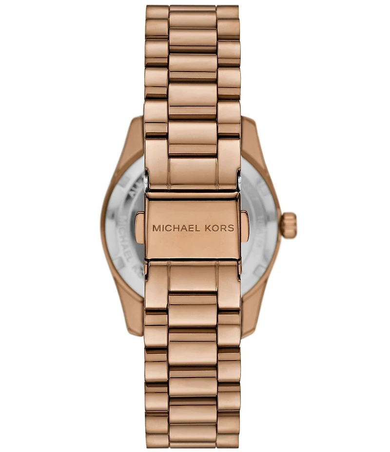 Michael Kors Women's Lexington Multifunction Beige Gold-Tone Stainless Steel Bracelet Watch