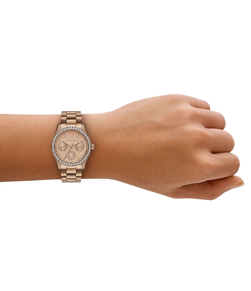 Michael Kors Women's Lexington Multifunction Beige Gold-Tone Stainless Steel Bracelet Watch