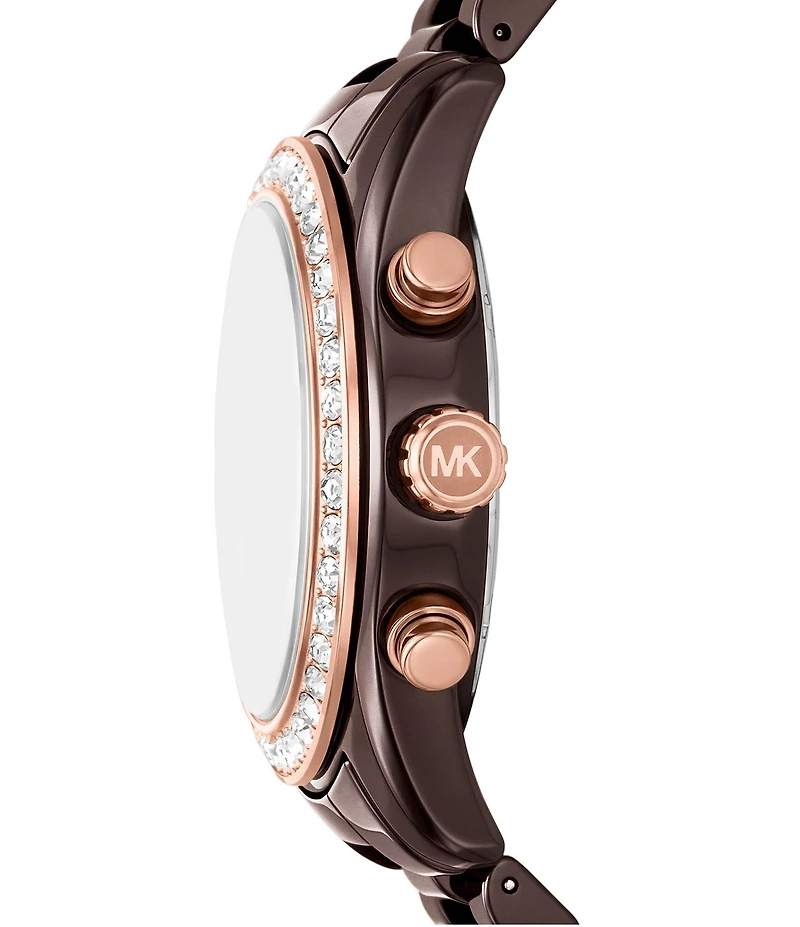 Michael Kors Women's Lexington Quartz Chronograph Brown Ceramic Bracelet Watch
