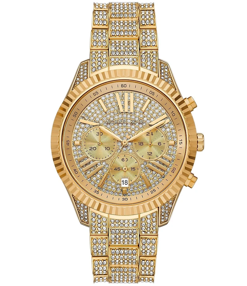 Michael Kors Women's Lexington Quartz Chronograph Pav Stainless Steel Bracelet Watch