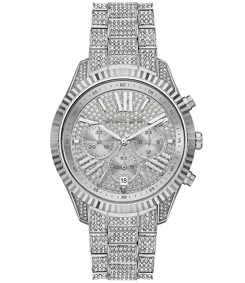 Michael Kors Women's Lexington Quartz Chronograph Pav Stainless Steel Bracelet Watch