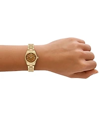 Michael Kors Women's Lexington Quartz Three Hand Gold Tone Stainless Steel Bracelet Watch
