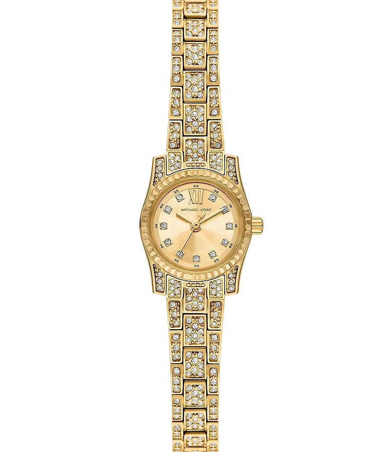 Michael Kors Women's Lexington Quartz Three Hand Pav Gold Tone Stainless Steel Bracelet Watch