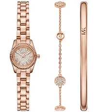 Michael Kors Women's Lexington Quartz Three Hand Stainless Steel Bracelet Watch Gift Set