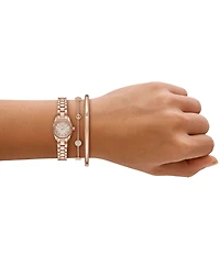 Michael Kors Women's Lexington Quartz Three Hand Stainless Steel Bracelet Watch Gift Set