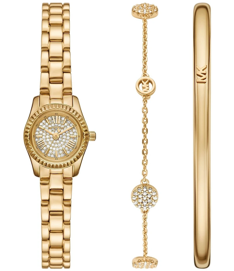 Michael Kors Women's Lexington Quartz Three Hand Stainless Steel Bracelet Watch Gift Set