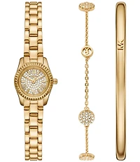 Michael Kors Women's Lexington Quartz Three Hand Stainless Steel Bracelet Watch Gift Set