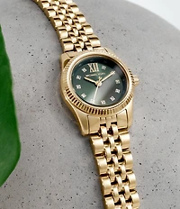 Michael Kors Women's Lexington Three-Hand Gold-Tone Crystal Dial Stainless Steel Bracelet Watch