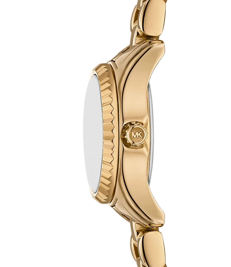 Michael Kors Women's Lexington Three-Hand Gold-Tone Stainless Steel Bracelet Watch