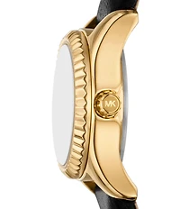 Michael Kors Women's Lexington Three-Hand Leather Strap Watch