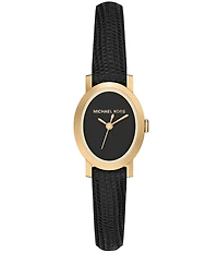 Michael Kors Women's Maude Quartz Three Hand Black Leather Strap Watch