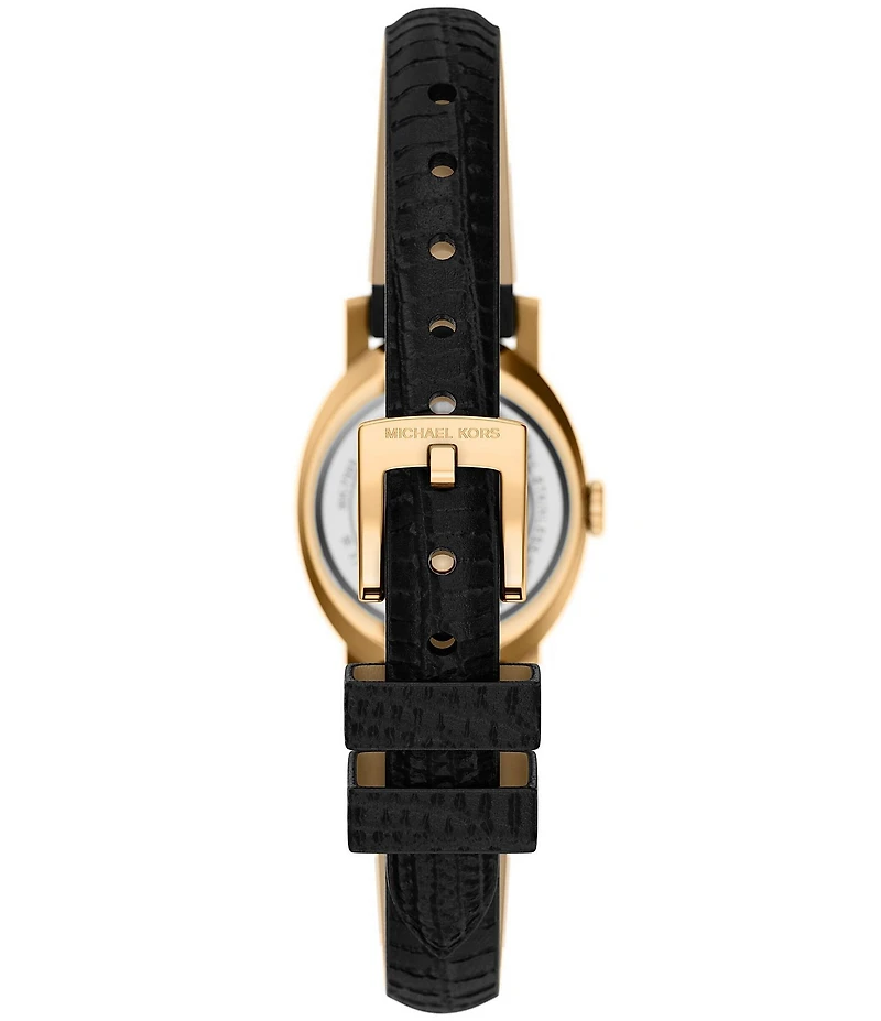 Michael Kors Women's Maude Quartz Three Hand Black Leather Strap Watch