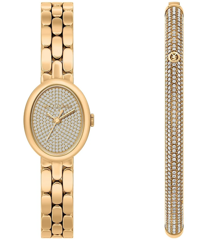 Michael Kors Women's Maude Quartz Three Hand Stainless Steel Bracelet Watch and Bracelet Set