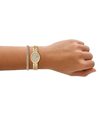 Michael Kors Women's Maude Quartz Three Hand Stainless Steel Bracelet Watch and Bracelet Set