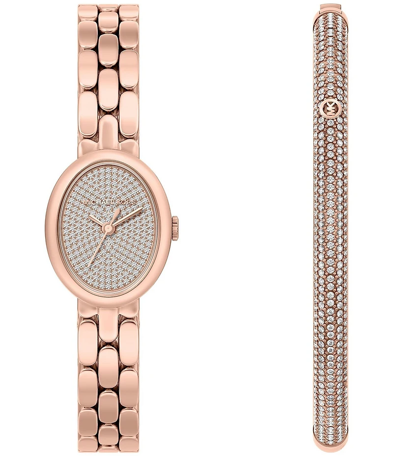 Michael Kors Women's Maude Quartz Three Hand Stainless Steel Bracelet Watch and Bracelet Set