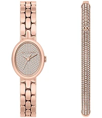 Michael Kors Women's Maude Quartz Three Hand Stainless Steel Bracelet Watch and Bracelet Set