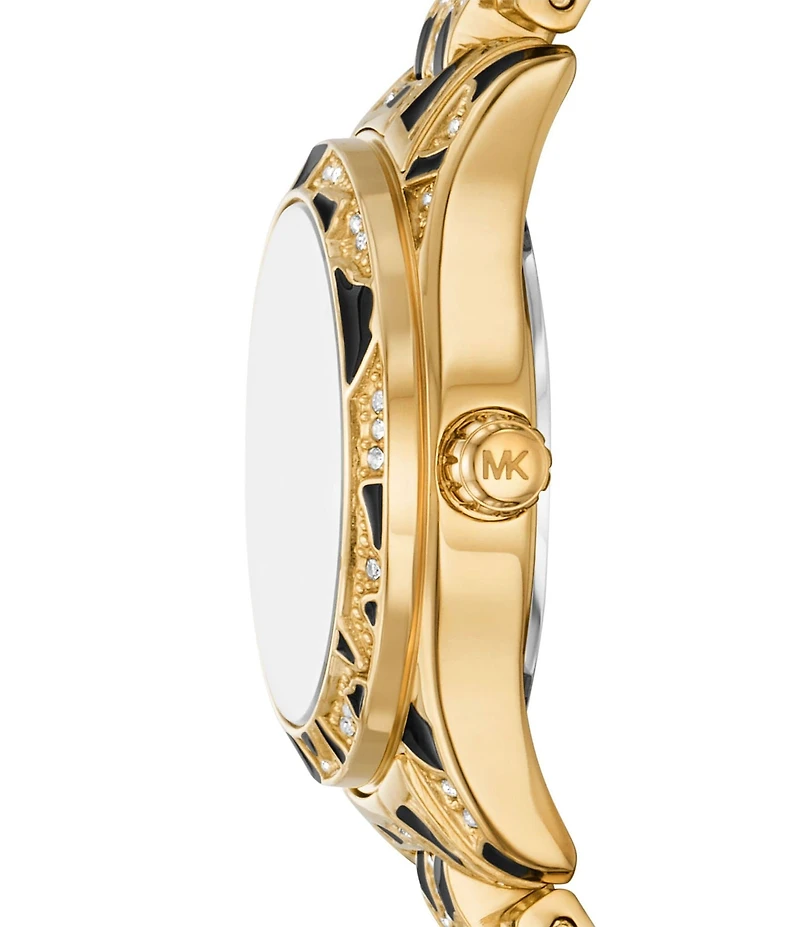 Michael Kors Women's Petite Lexington Quartz Three-Hand Animal Print Stainless Steel Bracelet Watch
