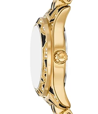 Michael Kors Women's Petite Lexington Quartz Three-Hand Animal Print Stainless Steel Bracelet Watch