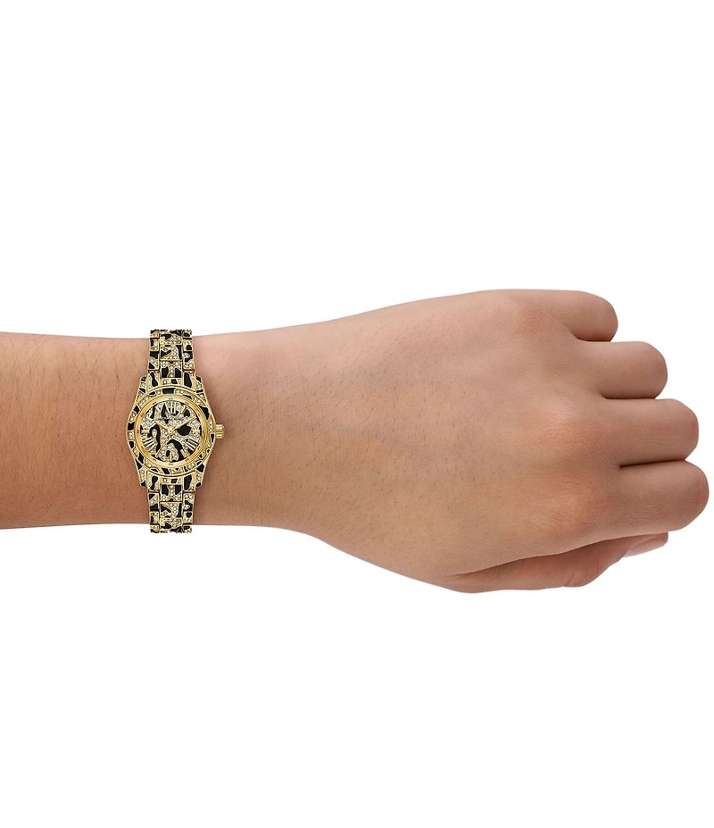 Michael Kors Women's Petite Lexington Quartz Three-Hand Animal Print Stainless Steel Bracelet Watch