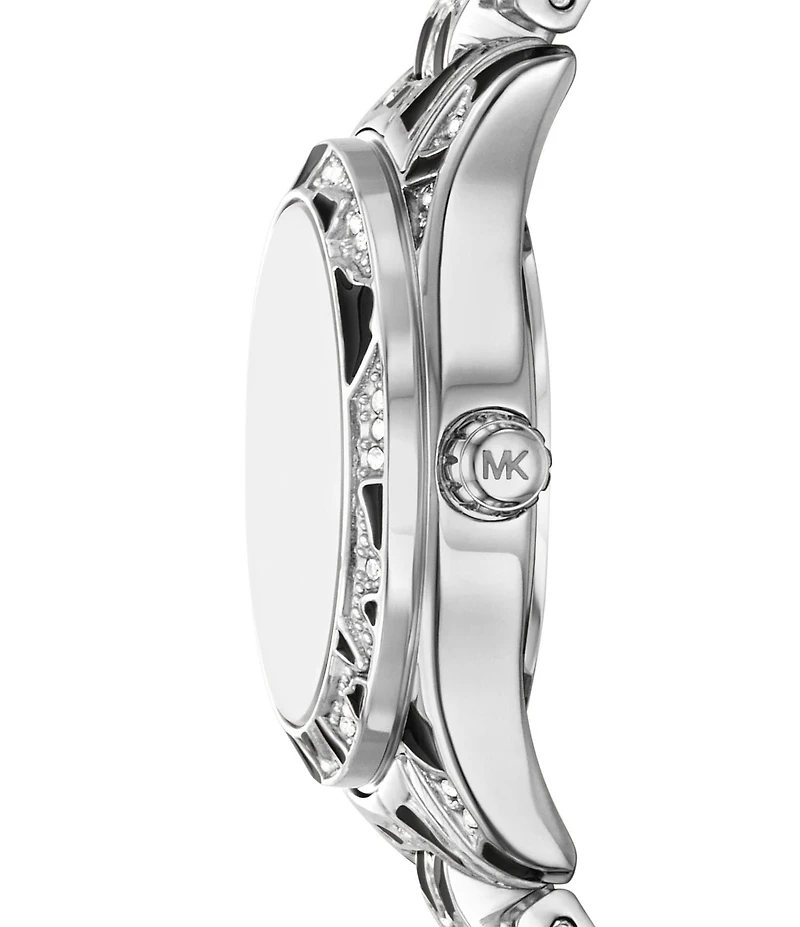Michael Kors Women's Petite Lexington Quartz Three-Hand Animal Print Stainless Steel Bracelet Watch