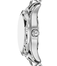 Michael Kors Women's Petite Lexington Quartz Three-Hand Animal Print Stainless Steel Bracelet Watch