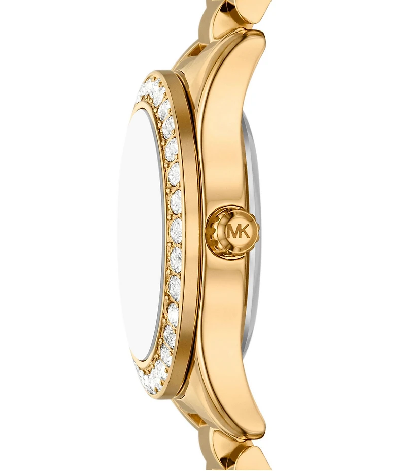 Michael Kors Women's Petite Lexington Quartz Three Hand Gold-Tone Stainless Steel Bracelet Watch Set