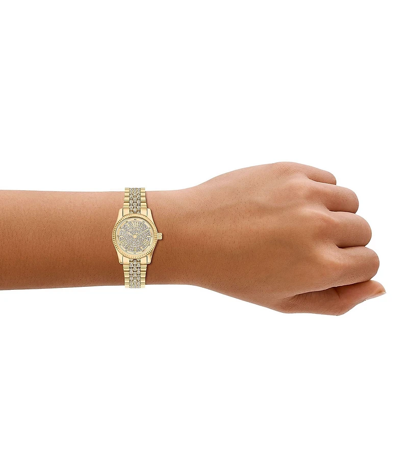 Michael Kors Women's Petite Lexington Quartz Three Hand Pave Stainless Steel Watch