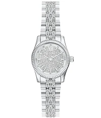 Michael Kors Women's Petite Lexington Quartz Three Hand Pave Stainless Steel Watch