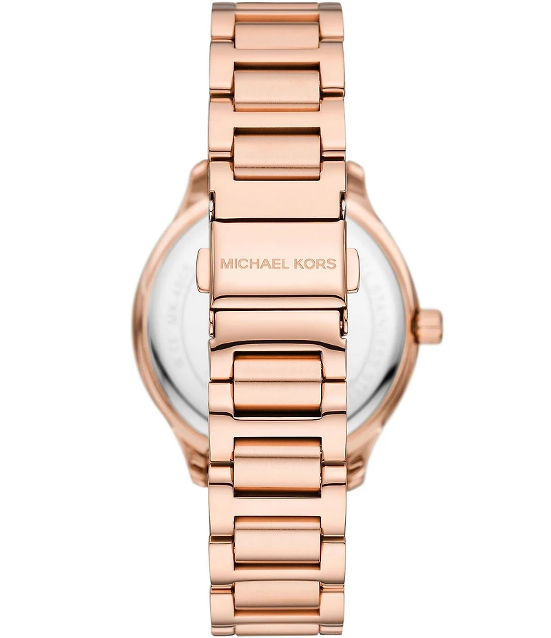 Michael Kors Women's Sage Three Hand Crystal Rose Gold Tone Stainless Steel Bracelet Watch