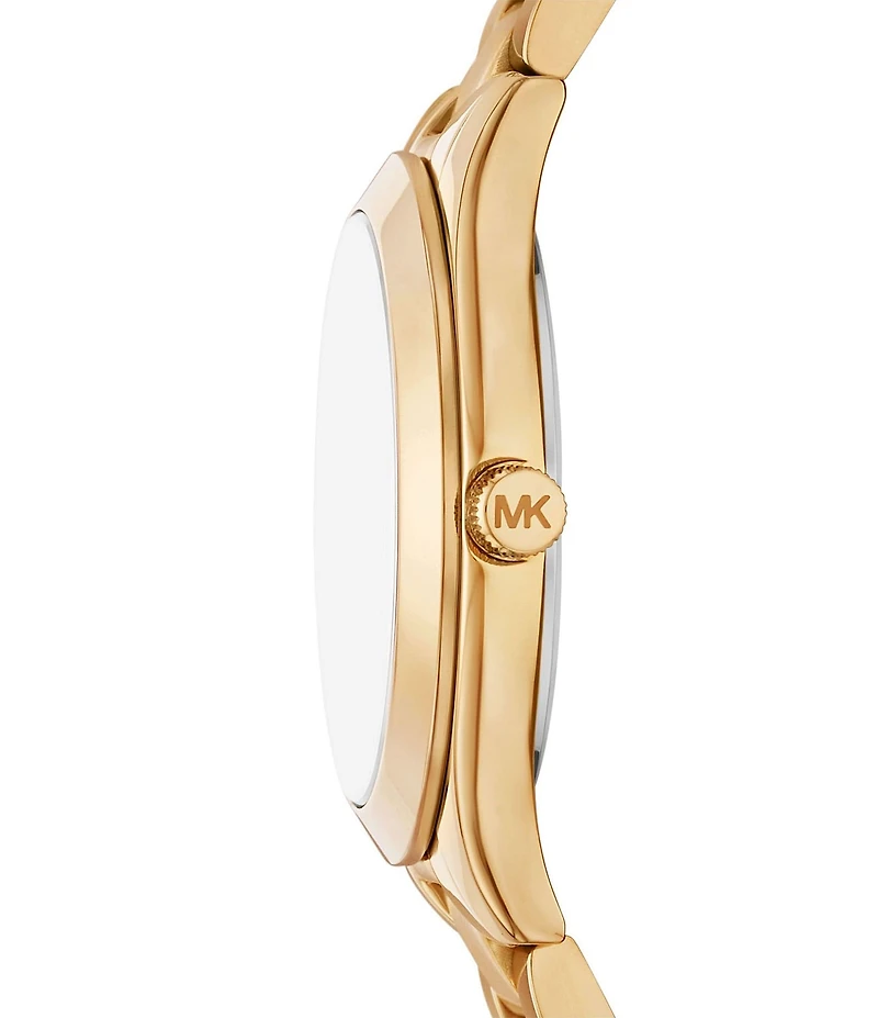 Michael Kors Women's Slim Runway Quartz Three Hand Stainless Steel Bracelet Watch Gift Set