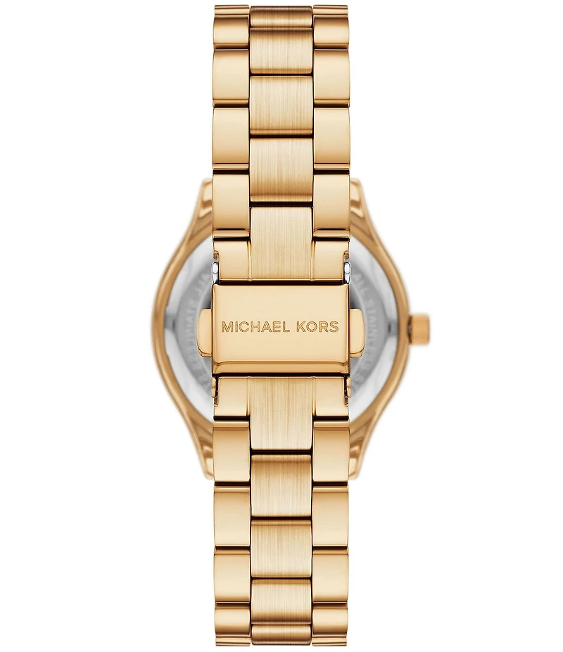 Michael Kors Women's Slim Runway Quartz Three Hand Stainless Steel Bracelet Watch Gift Set