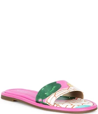 Michael Kors x Christina Zimpel Dana Printed Canvas Slide Sandals