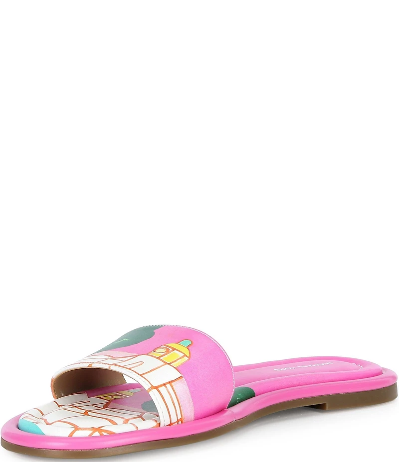 Michael Kors x Christina Zimpel Dana Printed Canvas Slide Sandals