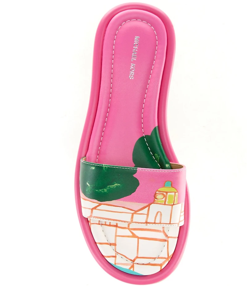 Michael Kors x Christina Zimpel Dana Printed Canvas Slide Sandals