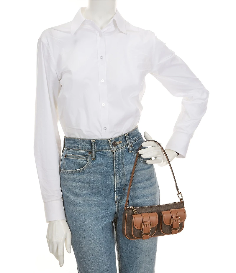 Michael Kors Zoe Small Cargo Contrast Trim Pouchette Shoulder Bag