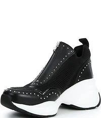 Michael Kors Zuma Stretch Knit Studded Zip Slip On Wedge Sneakers