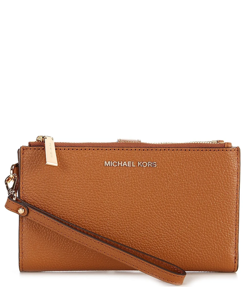 Michael Kors Adele Double Zip Gold Tone Wristlet Wallet