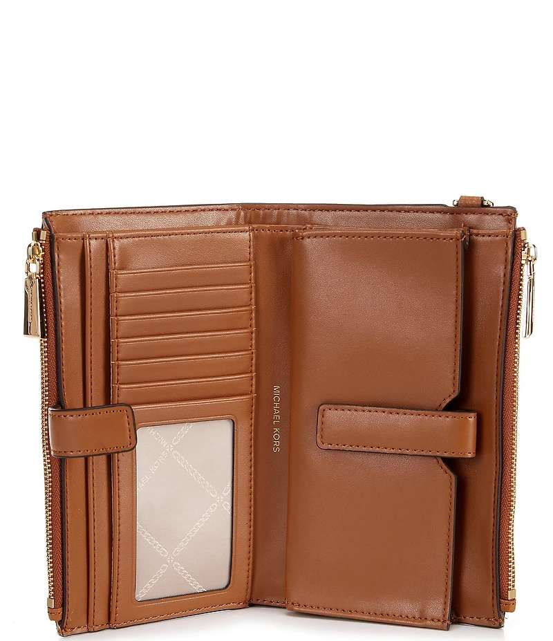 Michael Kors Adele Double Zip Gold Tone Wristlet Wallet